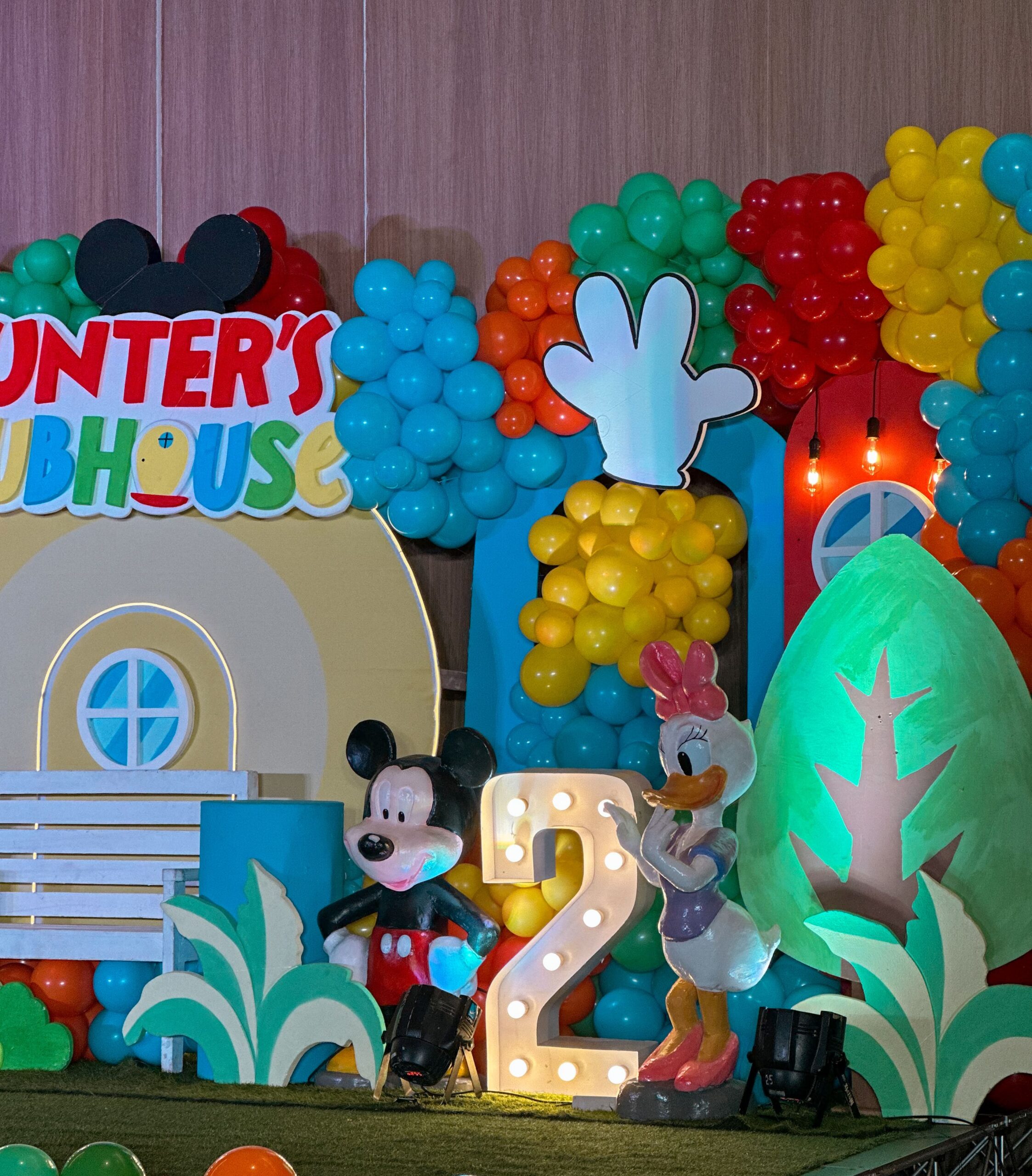 Mickey Mouse Clubhouse themed kids' party with colorful balloon decor, character cutouts, and playful clubhouse elements. Expert event stylist in Metro Manila, Philippines, specializing in Disney-themed parties, birthday event styling, and character party decorations. Perfect for children's birthdays, themed celebrations, and fun family events.