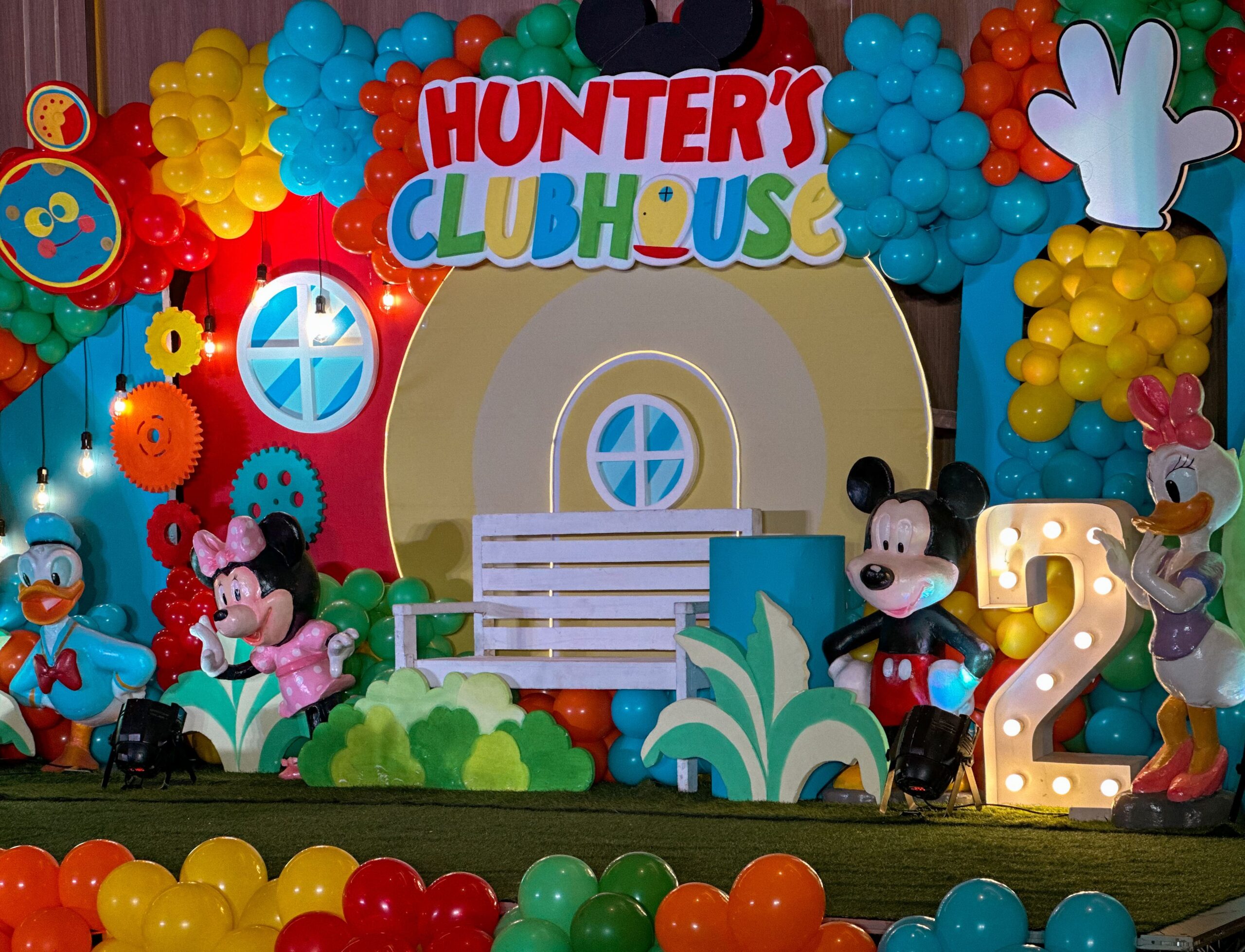 Mickey Mouse Clubhouse themed kids' party with colorful balloon decor, character cutouts, and playful clubhouse elements. Expert event stylist in Metro Manila, Philippines, specializing in Disney-themed parties, birthday event styling, and character party decorations. Perfect for children's birthdays, themed celebrations, and fun family events.