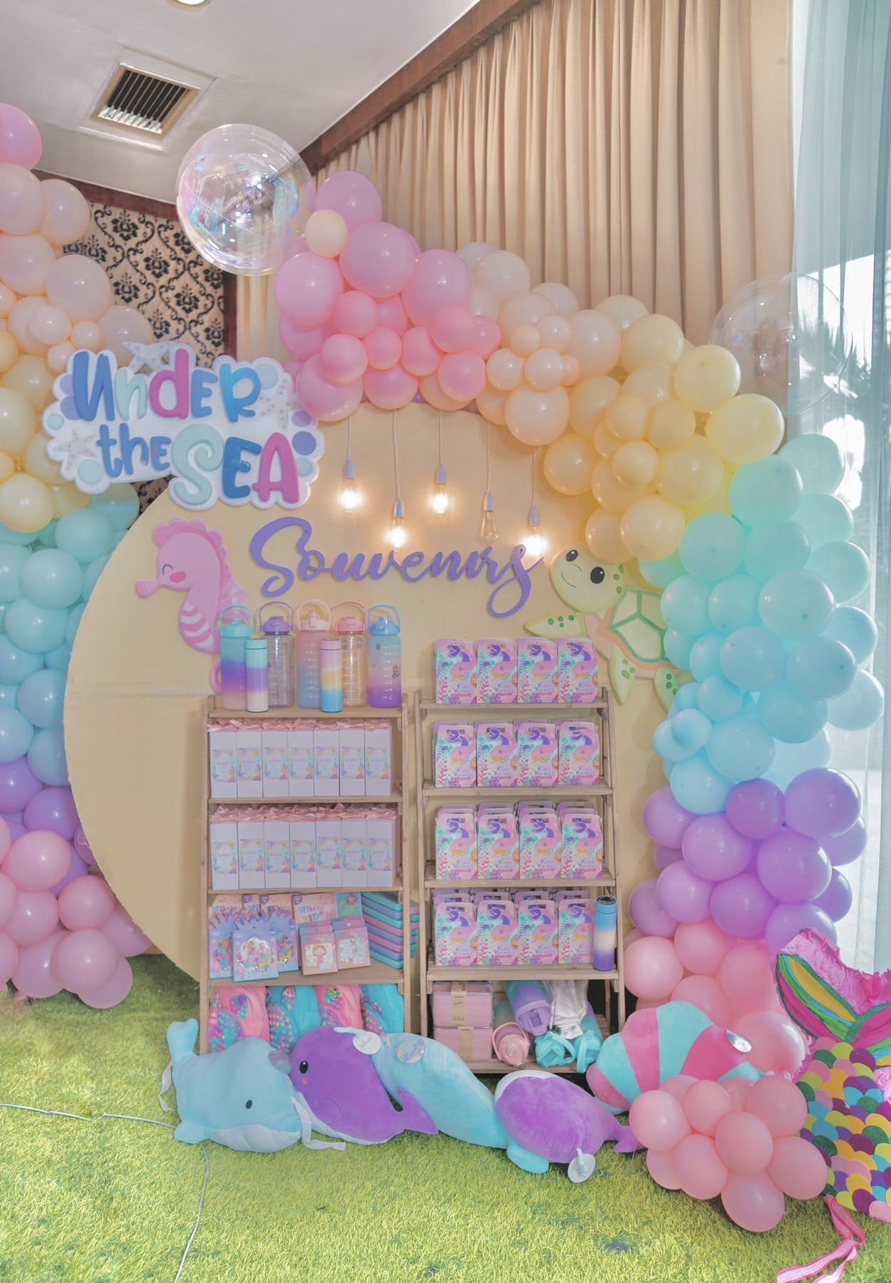 Under the Sea themed party decor featuring ocean-inspired elements, mermaid tails, seashells, and aquatic colors. Professional event stylist in Metro Manila, Philippines, specializing in underwater birthday themes, creative kids' party styling, and magical undersea celebrations. Perfect for mermaid parties, toddler birthdays, and ocean-themed events - Party Curators