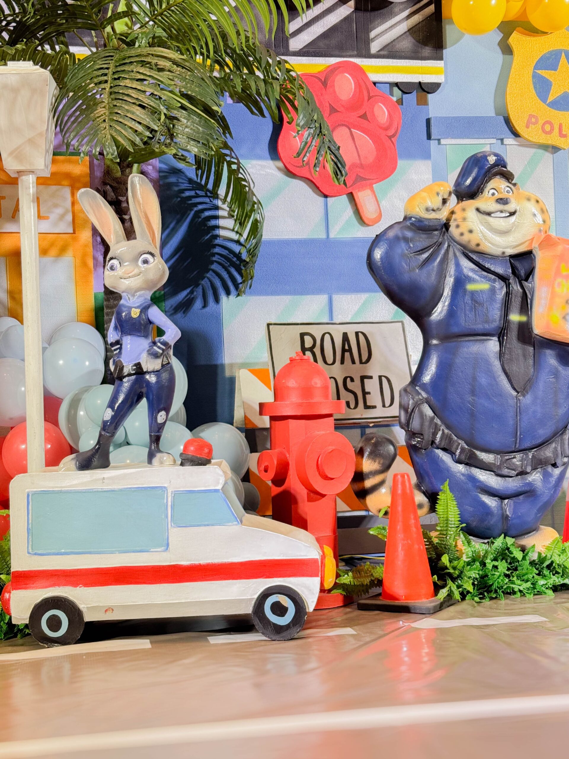 Zootopia themed birthday party by professional event stylist – colorful city-inspired party setup, urban jungle party decorations, kids party theme with animals and police station elements, creative event styling and coordination in Metro Manila