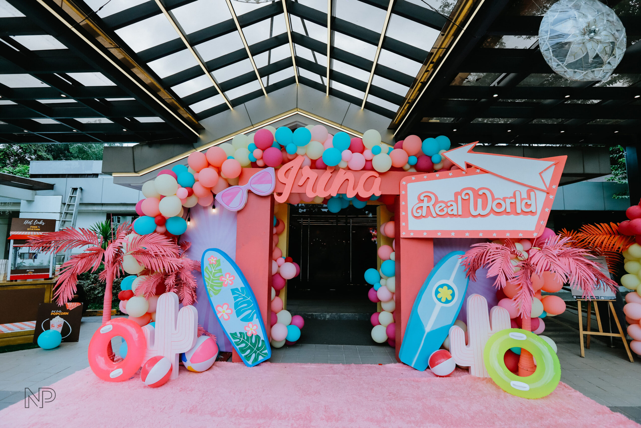Barbie Malibu themed event with pink decor, beach-inspired elements, and stylish fashion details. Expert event styling in Metro Manila, Philippines, with Malibu beach vibes, palm trees, glittering accents, and Barbie’s iconic pink color scheme. Professional event coordinator and stylist for birthday parties, summer celebrations, themed events, and creative party themes in Metro Manila.