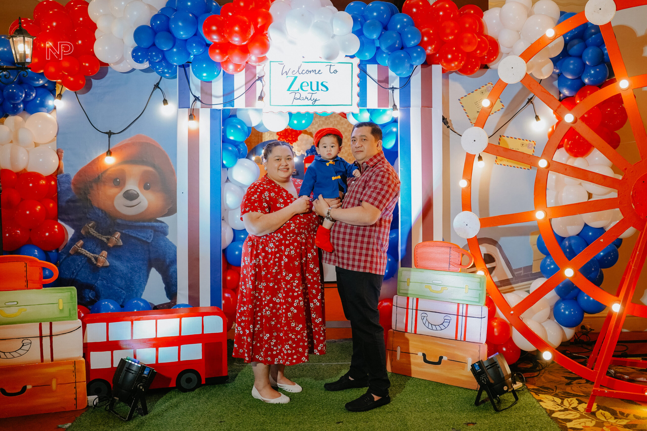 Paddington Bear party props with life-size Paddington figure, British-themed backdrops, and creative kiddie party ideas in the Philippines