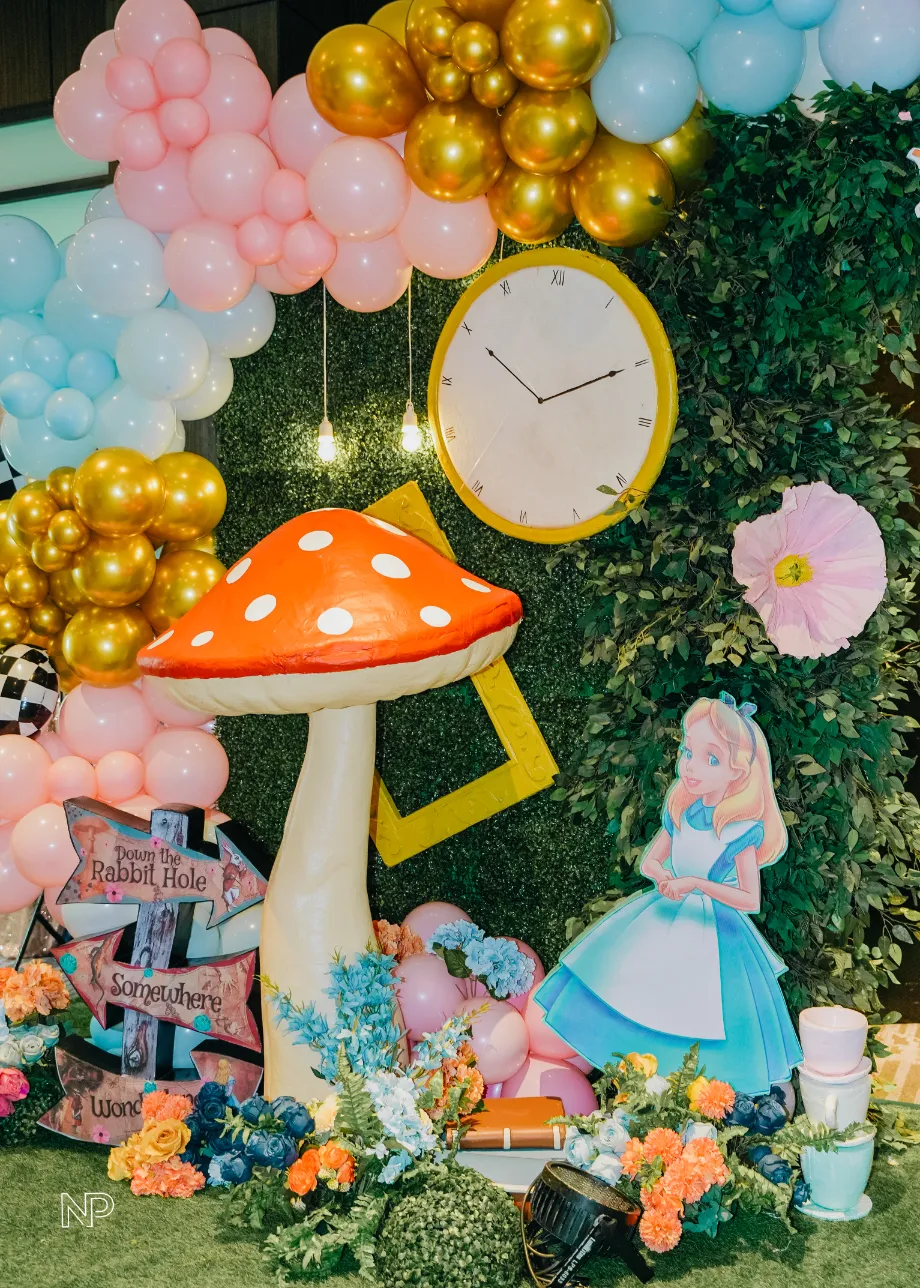 Alice in Wonderland themed girl birthday party setup in Metro Manila
